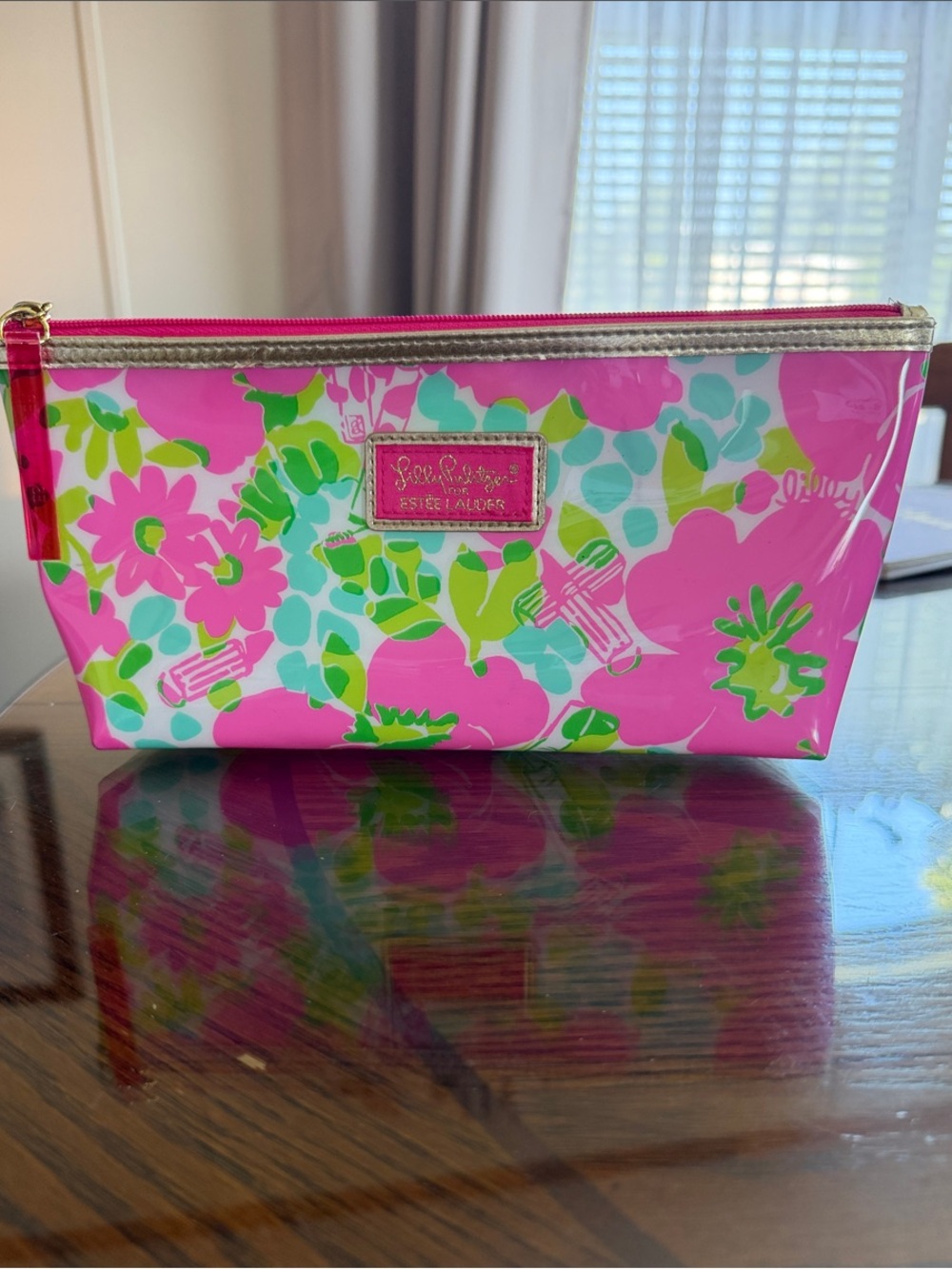 Lilly Pulitzer Hot Pink Floral Zip Cosmetic Pouch